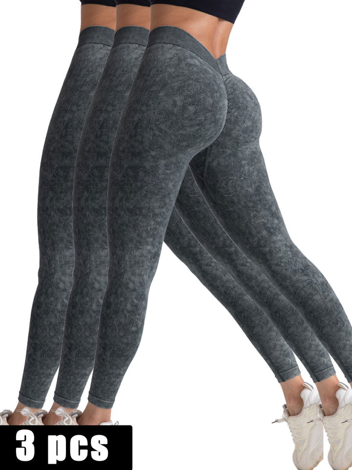 3 Pack V-Back Scrunch Butt Workout Leggings,